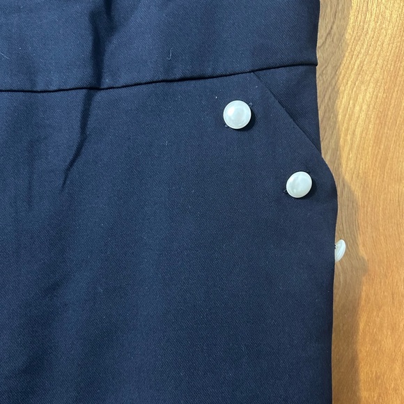 LOFT Navy Sleeveless Midi Dress with Button Accents - Picture 2 of 4